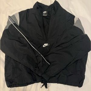 Nike Black Windbreaker Pullover Jacket with Gray Panels
